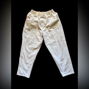 90’s White Elastic-Waist Casual Pants